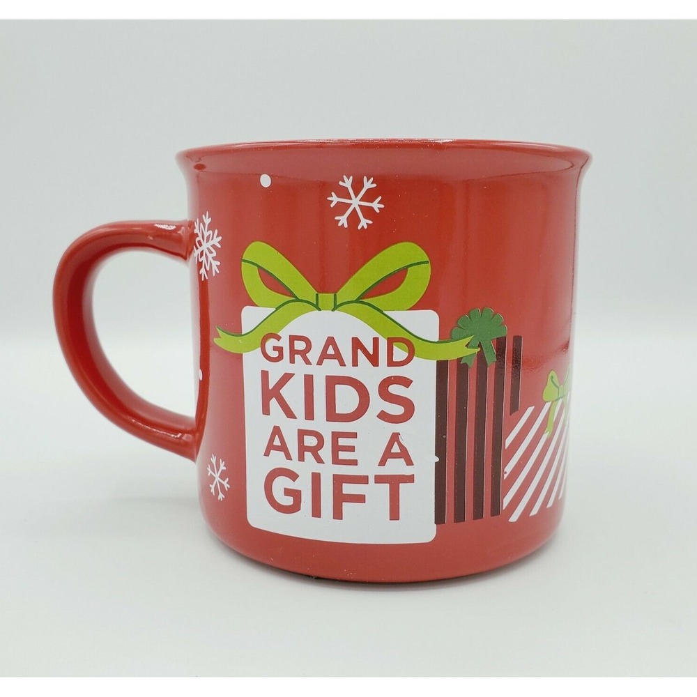 St Nicholas Square Coffee Mug 16 oz Red Christmas Grand Kids Are A Gift